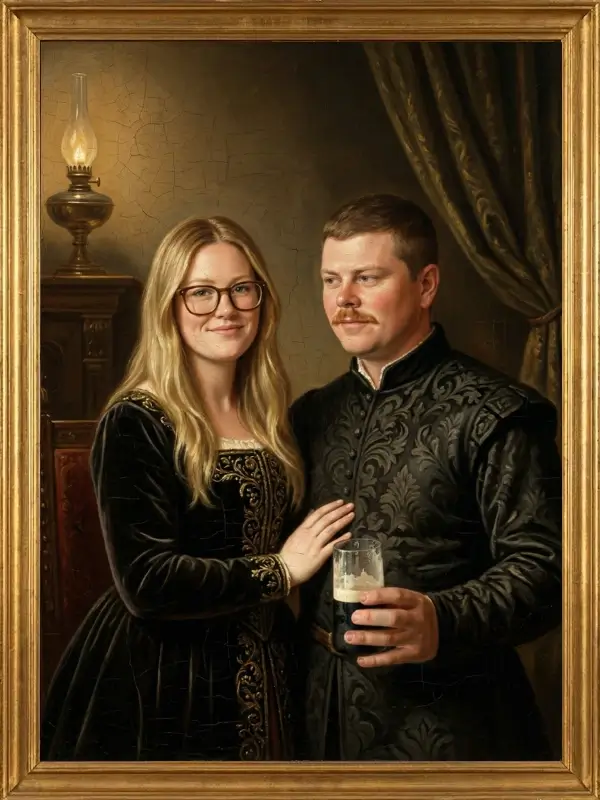 AI family portrait painting example